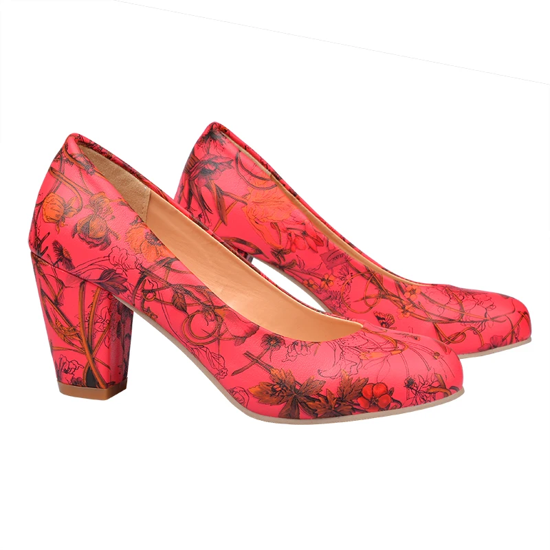 Женские туфли лодочки из ПУ кожи на высоком массивном каблуке|women pumps|high heels women