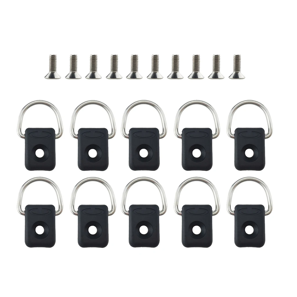 Marine 10pcs Canoe Kayak Stainless Steel D-Ring Solid D Ring Fitting Fishing Rigging Kits with Screws 