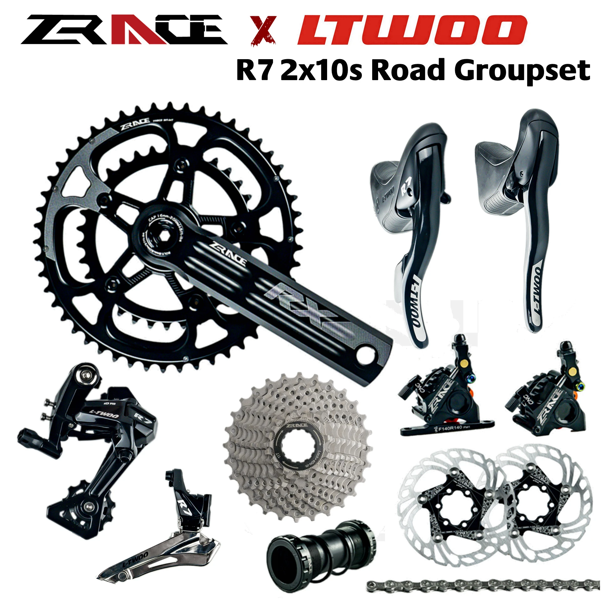 LTWOO R7 + ZRACE Crank Hydraulic Disc Brake Cassette Chain 2x10 Speed