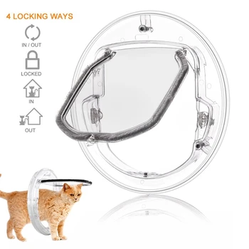 

Cat Flap Door, 4 Way Locking Cat Doors, Small Pet Door for Cats, Small Dogs, Puppy and Doggie, Fits for Sliding Glass Door, Glas