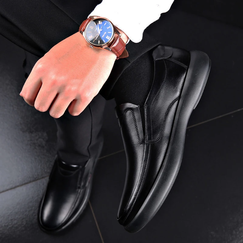 2024 Men's Genuine Leather+Microfiber Leathe shoes 38-47 Soft Anti-slip Rubber Loafers Man Casual Leather Shoes 5