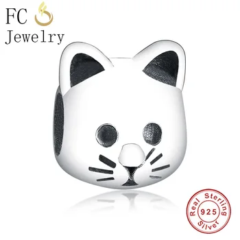 

FC Jewelry Fit Original Brand Charms Bracelets Authentic 925 Silver Animal Cat Eye Beads for Women Making DIY Gift Berloque