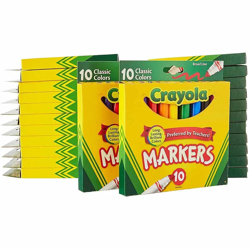Crayola Original Marker Set Assorted Classic Colors Broad Line/Fine Tip Fine Line Markers for Children Wirting and Drawing | Игрушки и