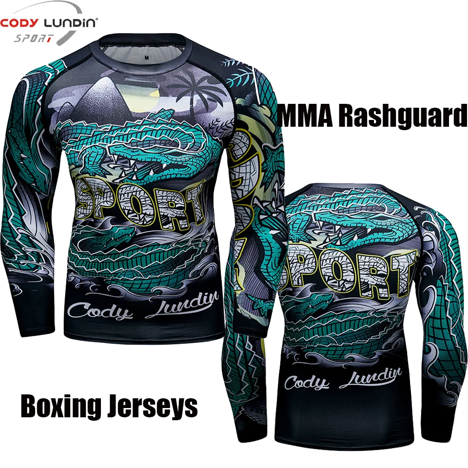 

MMA T-shirts Men's Tights Rashguard Jiu jusit T-shirt Bjj Gi Rash guard Breathable Gym Muay Thai Sportwear MMA Boxing Jerseys