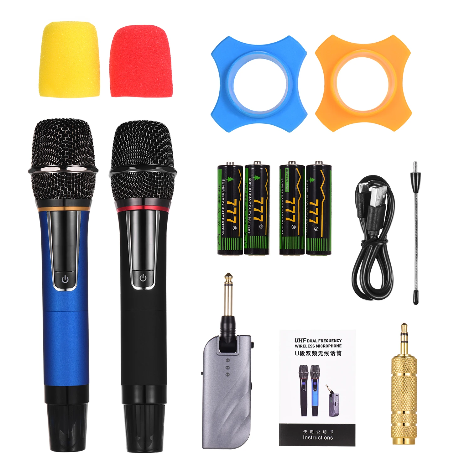 

UHF Long Range Dual Channel 2 Handheld Mic Transmitter Professional Karaoke UHF Wireless Microphone System