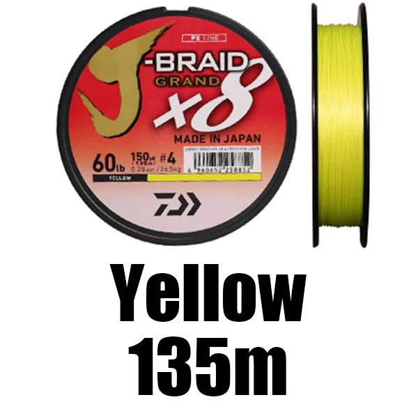 Made in Japan 100% Original DAIWA J-BRAID GRAND Fishing Line 135M 8 Strands  Braided PE Line 18 20 25 30 35LB fly fishing