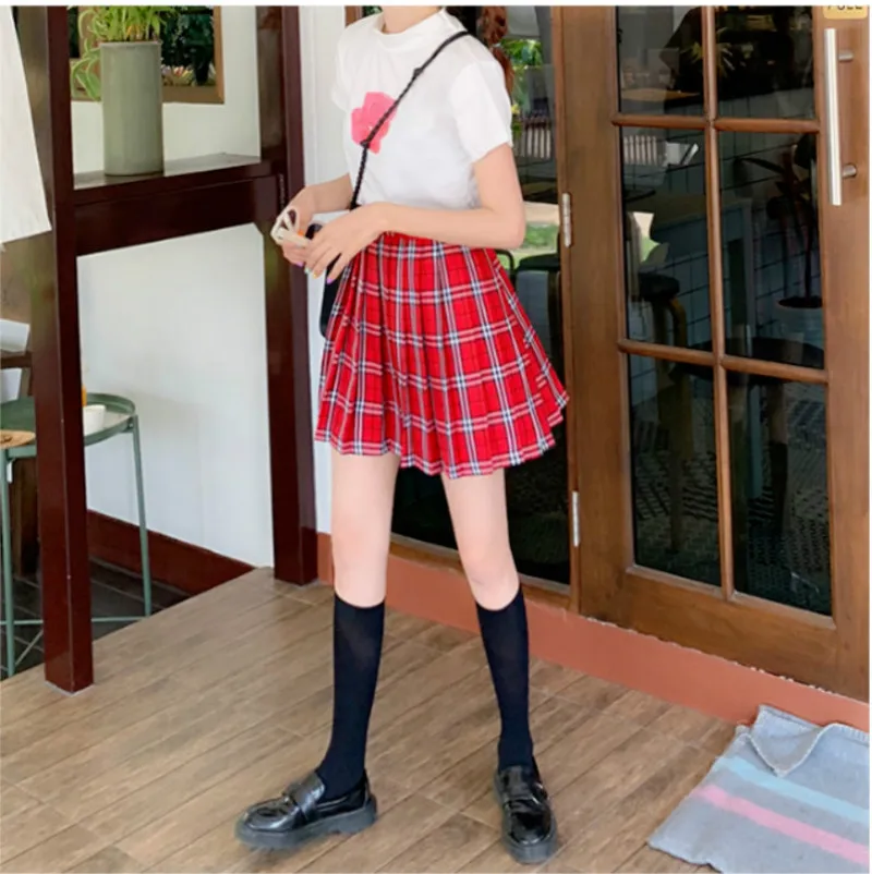 

Skirt Preppy Style High Waist Chic Stitching Skirts Summer Student Pleated Skirt Women Cute Sweet Girls Dance Skirt