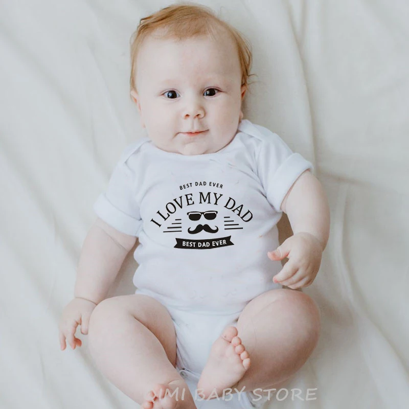

Боди с надписью «I Love My Dad Best Ever», для девочек, хлопковый, летний, милый, для новорожденных, Забавный комбинезон, подарок на день отца