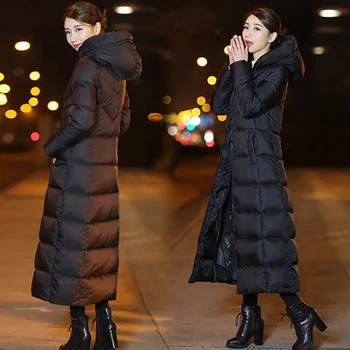 

Autumn Long section long knee long section thickening ladies hooded down jacket women 2019 winter new Korean women jacket B559