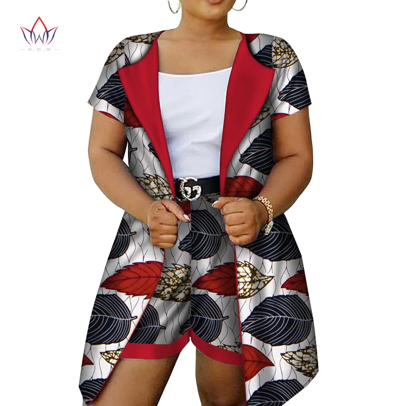 Африканский стиль женские шорты набор для женщин Базен размера плюс Африканский комплект топы+ шорты Женская традиционная африканская одежда WY2917 - Цвет: 7