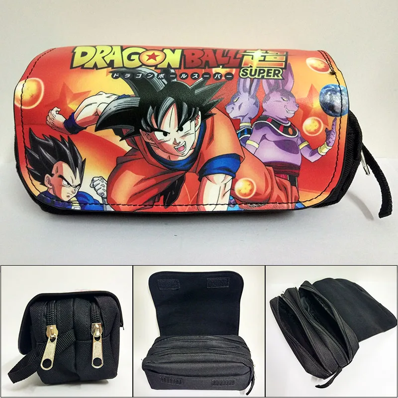 Estuche para lápices con personajes de Anime, estuche para lápices de gran capacidad con cremallera, estuche para cosméticos de PU