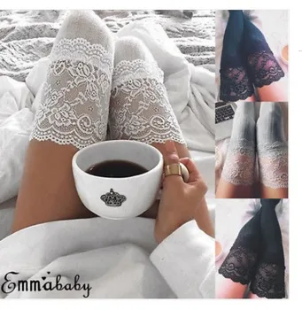 

Spring And Autumn Cotton Knitted Foot Sock Leg Sleeve Lace over-the-Knee Stockings Bunching Socks