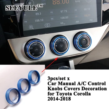 

3pcs/set SEEYULE Styling Car Center Manual Air Condition A/C Knobs Cover Decoration Car Accessories for Toyota Corolla 2014-2018