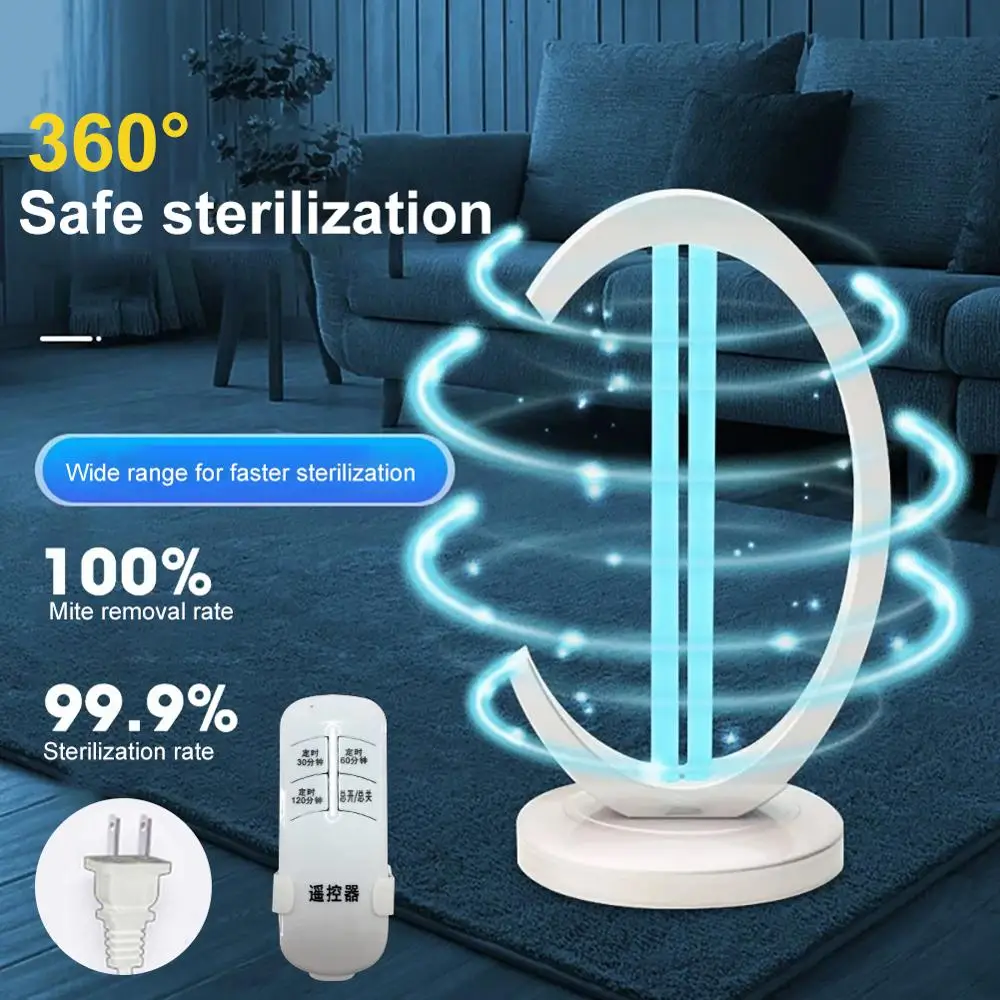 

38W Ultraviolet Disinfection Lamp Household UV Sterilization Lamp Desktop Mobile Ozone Removal Lamp US/EU/UK Plug