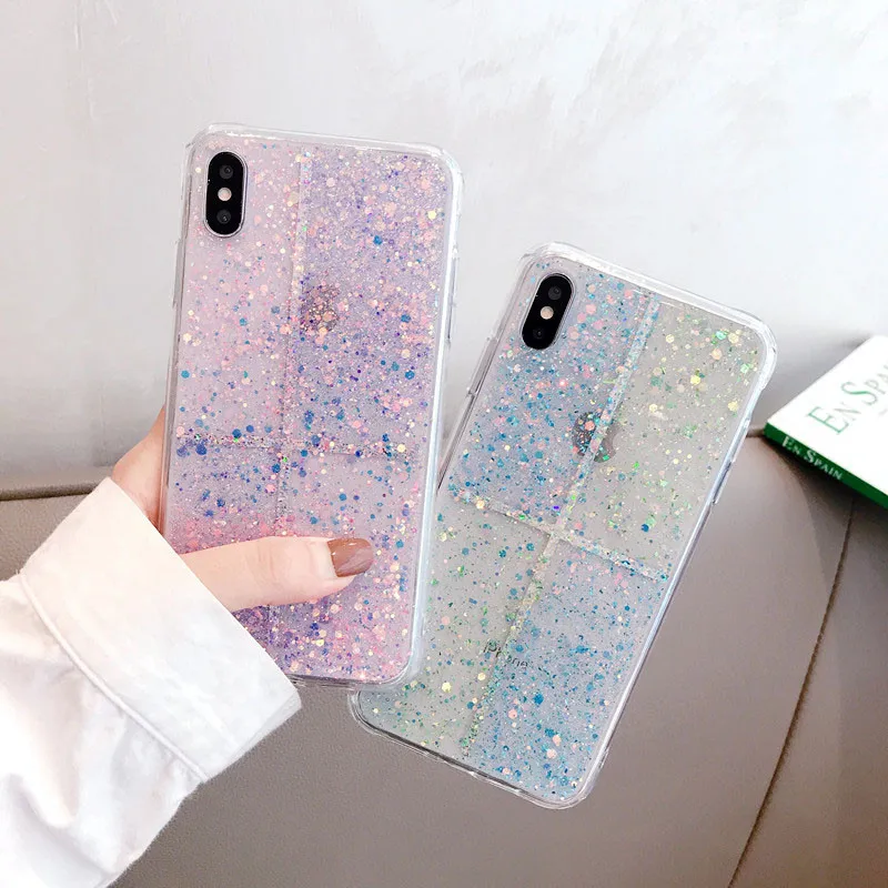 

GYKZ Shining Sequins Glitter Case Cover For iPhone XR XS MAX X 7 8 6 6s Plus Fashion Girl Soft Bling Silicone Phone Coque Fundas