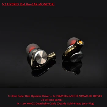 

N2 Hifi Sports Earphone for Phone ONEPLUS MI 8mm Super Bass DD+29689 BA Driver with MMCX 1.2M Detachable Cable