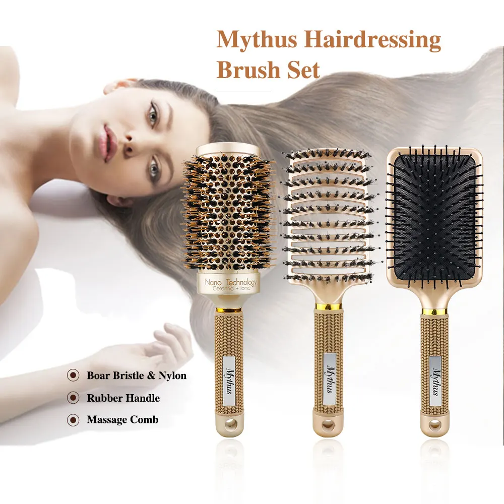 3 Pcs Boar Bristle Ceramic Roll Comb Hair Round Comb Salon Hairdressing  Styling Comb Hair Curling Brush Air Cushion Massage Comb - Combs -  AliExpress