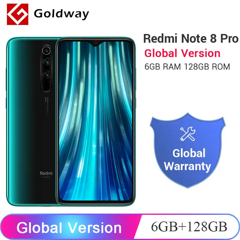 Глобальная версия Xiaomi Redmi Note 8 Pro 6GB 128GB смартфон 64MP Quad camera Helio G90T Восьмиядерный 6,53 "FHD + экран 4500mAh NFC