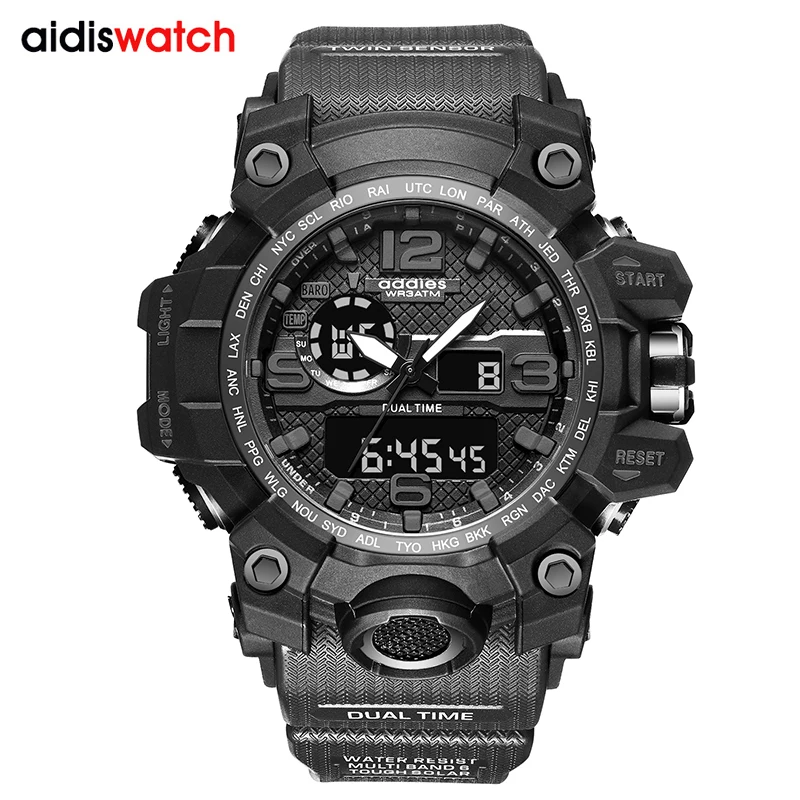 

AIDIS Men Military Watch 30m Waterproof Wristwatch LED Quartz Clock Sport Watch Male relogios masculino Sport S Shock Watch Men