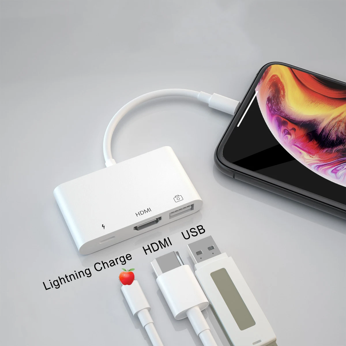Lightning to HDMI Cable Digital AV HDTV TV 1080P Card Reader USB Hub Charging 4K OTG Adapter for iphone 8 X 11 12 13 ios 9.2-15 | Мобильные