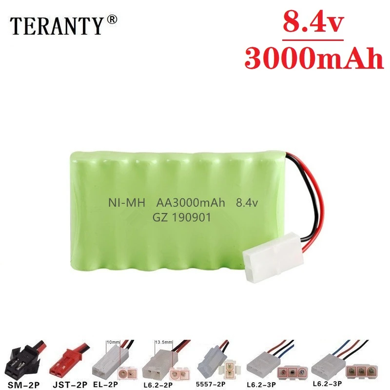 recargable para coches de juguete a control remoto, 8,4 v, NiMH, trenes, Robot, barco, pistola, Ni MH, AA, 2400mah, 8,4 v, 1 ud.|Baterías recargables| -