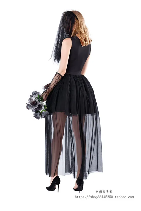 Хэллоуин Черный готический мумифицированный свадебное платье ведьмы невесты косплей костюм вечерние фильм