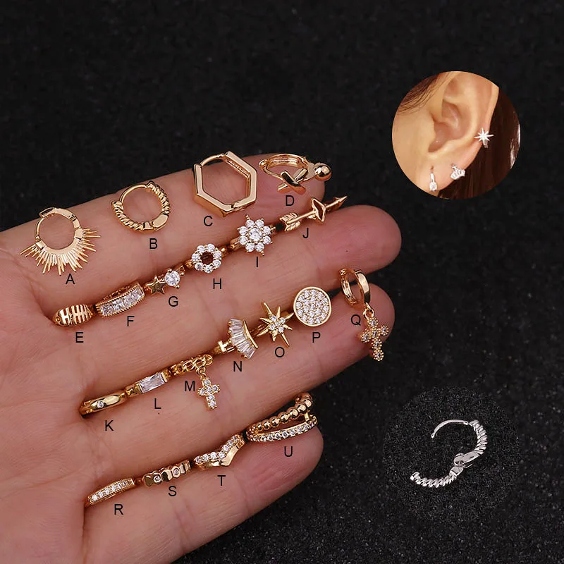 

Feelgood 1Pc Rose Yellow White Gold Color Fashion Small Hoop Ear Piercing Jewelry Helix Cartilage Tragus Rook Daith Earring