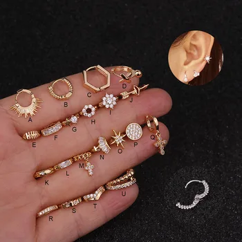 

Feelgood 1Pc Rose Yellow White Gold Color Fashion Small Hoop Ear Piercing Jewelry Helix Cartilage Tragus Rook Daith Earring