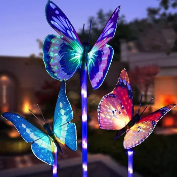 

Butterfly Solar Power LED Light Outdoor Garden Lawn Lamp Decor Fairy Light 3PC solar light outdoors solar garden light