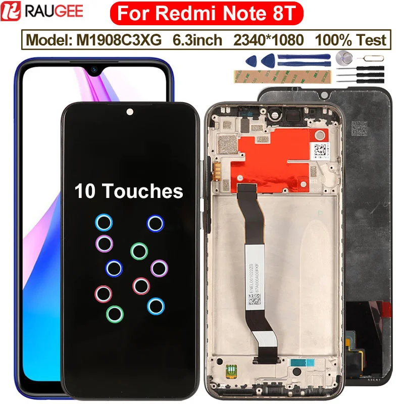 ЖК дисплей для Xiaomi Redmi Note 8 T сенсорный экран дигитайзер стеклянная панель замена