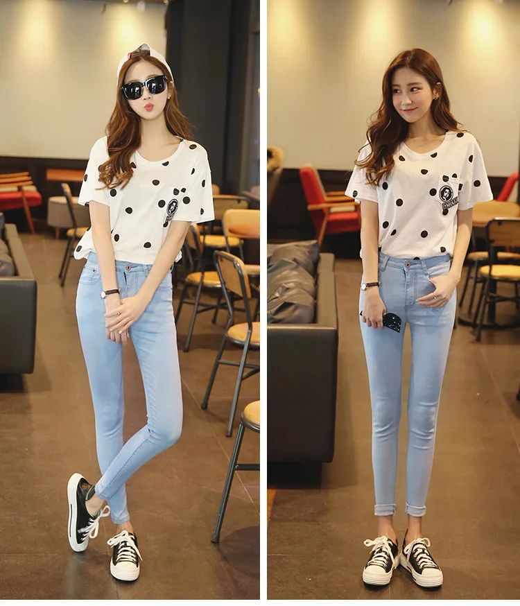 Jeans woman Pencil Pants Student Fashion Middle Waist Slim Women Jeans 2020 Summer