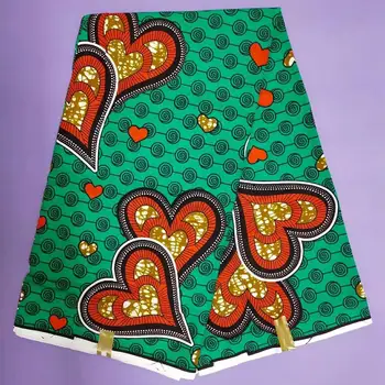 

Heart Green Mitex Print Cotton Fabrics For Craft Making Dresses Skirts /African Fabrics Kitenge Tissues Africain Pagne NAR-74