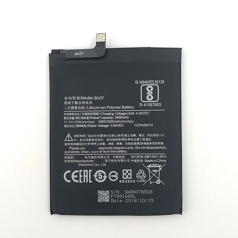 3000 мАч BN37 батарея для Xiaomi Redmi 6 6A телефон новейшее производство высокое качество батарея+ номер отслеживания