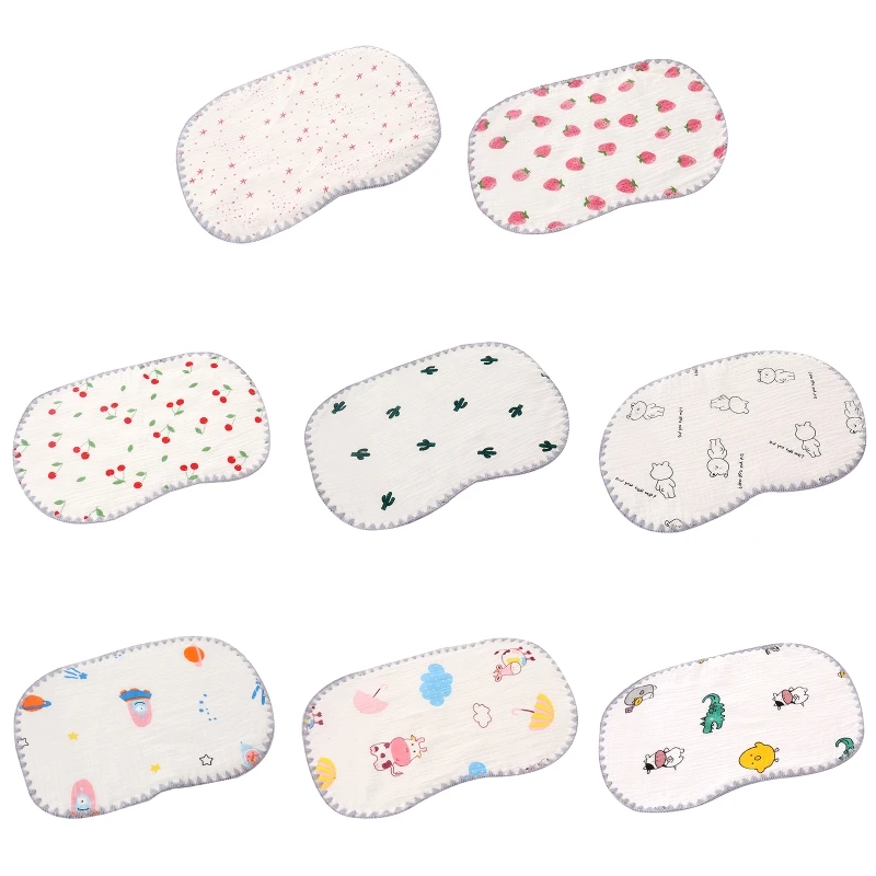 

2024 New Newborn Baby Nursing Pillow Cartoon Printed Pillow 10-Layers Cotton Gauze Flat Pillow Sleeping Head Support Cushion