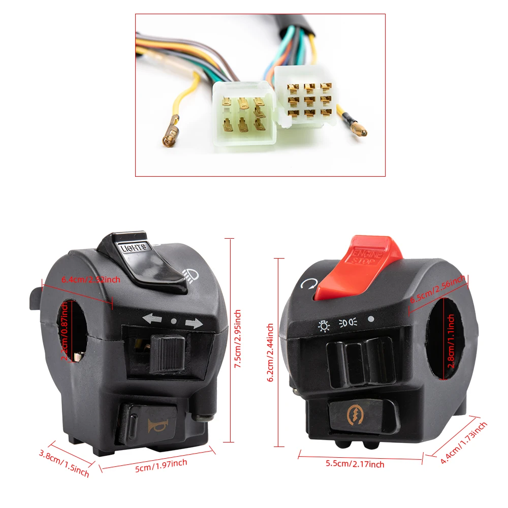 Interrupteur Anti-brouillard Moto Interrupteur Guidon Moto 22mm Universel - Commutateur Phare, Anti-brouillard Et Frein Avec Retour Automatique | Noir Interrupteur 12v