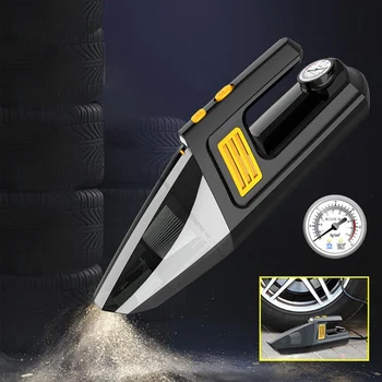 

4-in-1 100W 4000 PA Handheld Vacuum cleaner for car with air compressor 12V Tire Inflator Pump Pressure Gauge LED Light