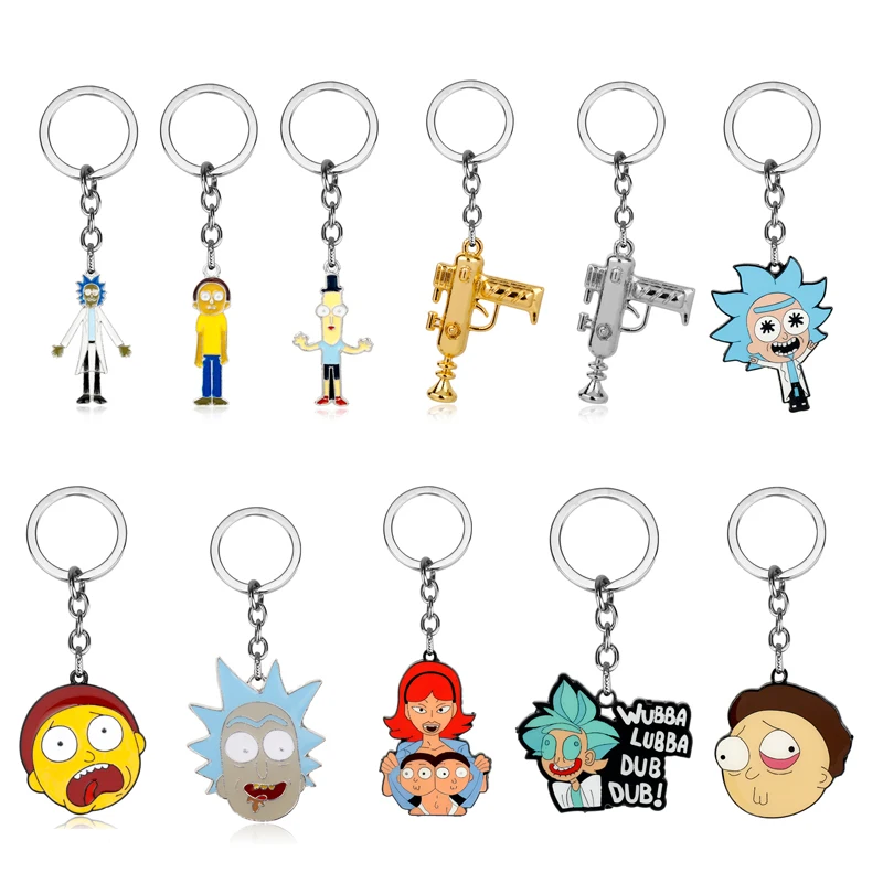 

Anime Rick and Morty keyring Action Figure Collection Model Toy pendant rick morty cucumber cartoon keychain Men Jewelry Gift