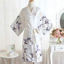 Атласное женское кимоно купальный халат с v-образным вырезом сексуальное свободное интимное нижнее белье женское банное свадебное платье Ночная рубашка домашняя одежда