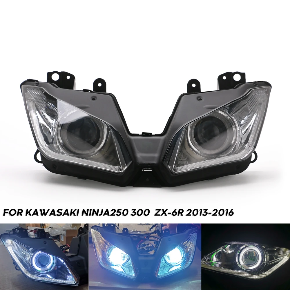 Фара HID для мотоцикла в сборе 2013 2014 2015 2016 Angel Eye Kawasaki NINJA 250 300 ZX6R NINJA250 NINJA300 |
