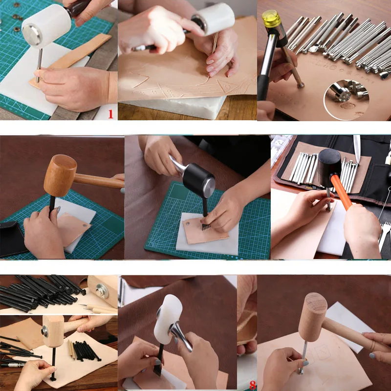 Leather Craft Carving Hammer 20 Styles Wooden Handle Nylon Mallet Punching Cutting Tools For Stamping Sew Leather Cowhide leather tools leather craft tools leather craft tool leather craft hammer