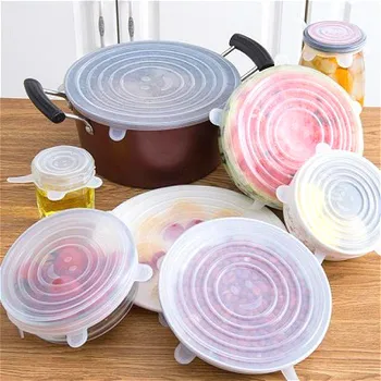 

6PCS/Set Universal Silicone Lids Stretch Suction Bottle Cover Cooking Pot Pan Silicone Cover Pan Spill Lid Stopper Bowl Cover