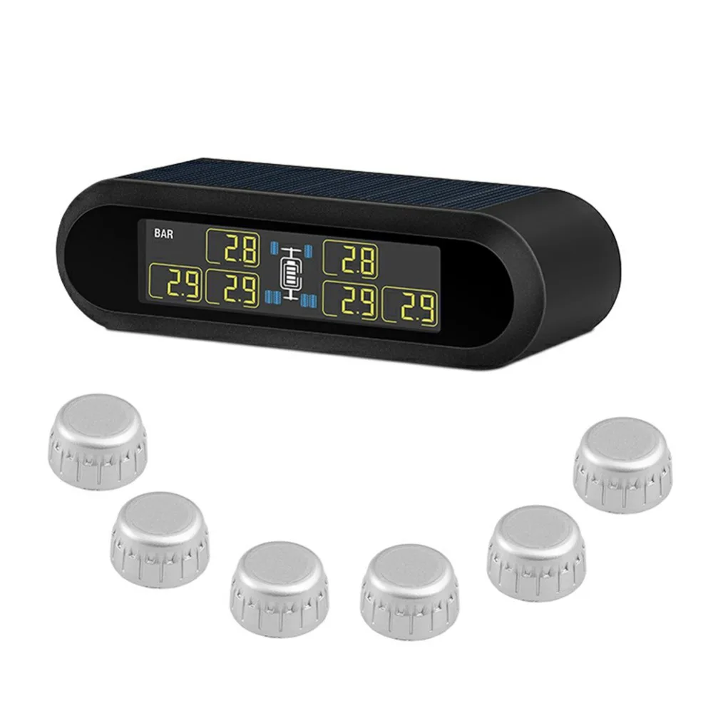Система мониторинга давления в шинах 6 TPMS внешние датчики беспроводные колеса солнечные USB мощность TPMS для автомобиля RV транспортного средства