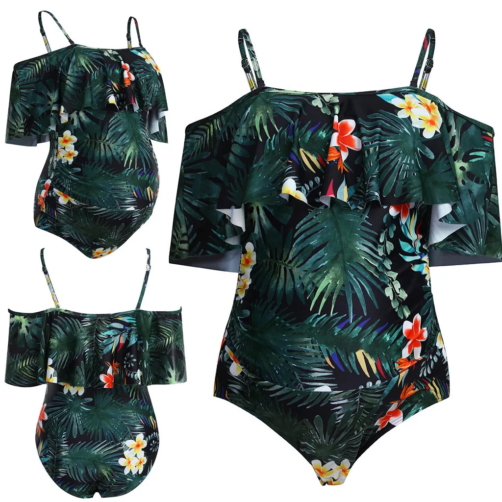 Женский сексуальный слитный купальник с рюшами и листьями для беременных, купальник для беременных, купальник бикини, пляжный костюм L1224