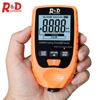 

R&D GM998 Orange Car Paint Coating Thickness Gauge Electroplate Metal Coating Thickness Tester Meter 0-1500um Fe & NFe Probe