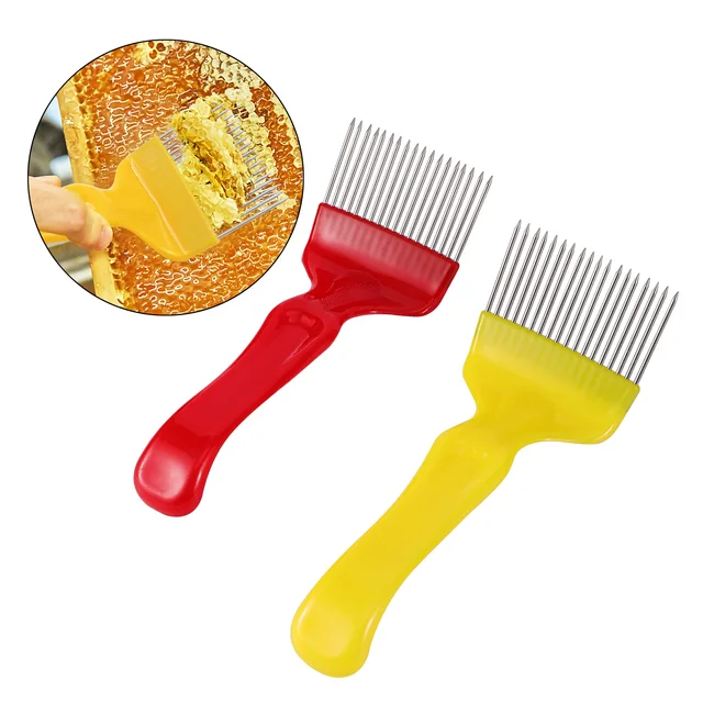 Méhészeti Szerszámok 18 Tűs Méh Mézes Villák Egyenes Tűk Lecsupaszító Fogantyúval Küzdő Rozsdamentes Acél Ritka Raktár Fésű - Image 3