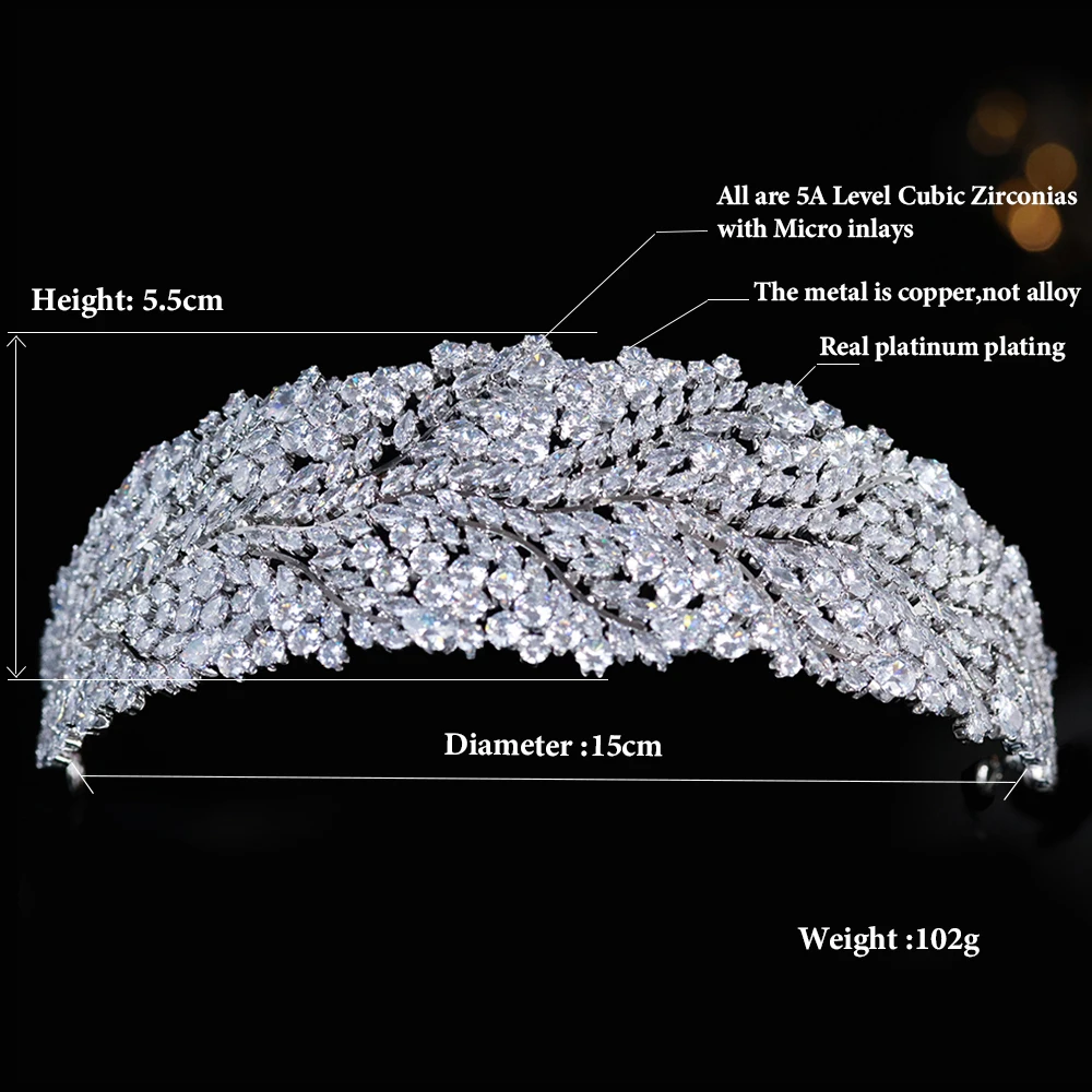 3A+ Cubic Zirconia Sweet 16 Princess Headbands CZ Wedding Bridal Tiaras Zircon Party Hair Jewelry Accessories Pageant Headpieces