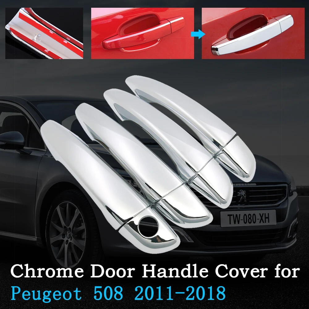 Chrome Car Door Handle Cover for Peugeot 508 SW RXH 2011~2018 Trim Set Exterior Accessories 2012 2013 2014 2015 2016 2017 | Автомобили и