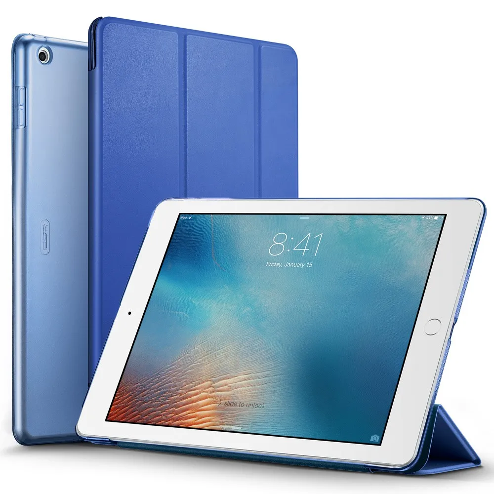 Цветной чехол ESR для iPad 9,7 дюймов, Ультратонкий чехол из искусственной кожи с функцией автоматического сна, Чехол для iPad 9,7& 6-го поколения - Цвет: Navy Blue