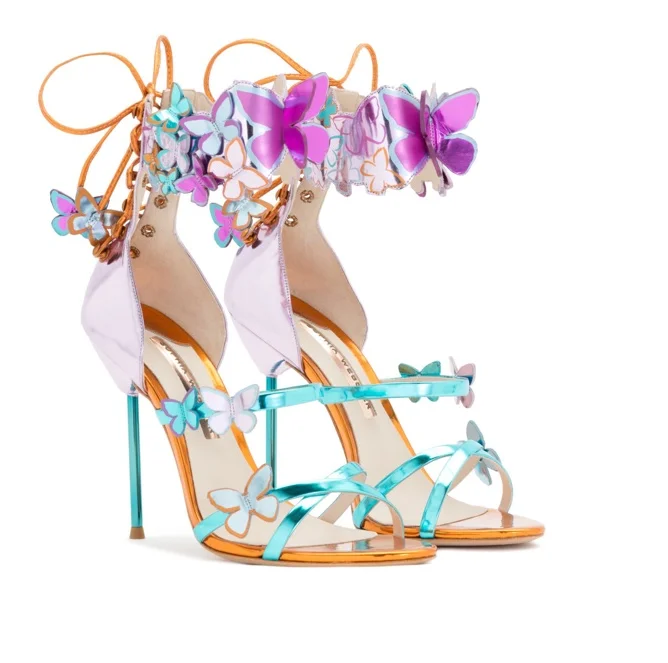 

Summer new leather butterfly thin and thin wild strappy high heel sandals