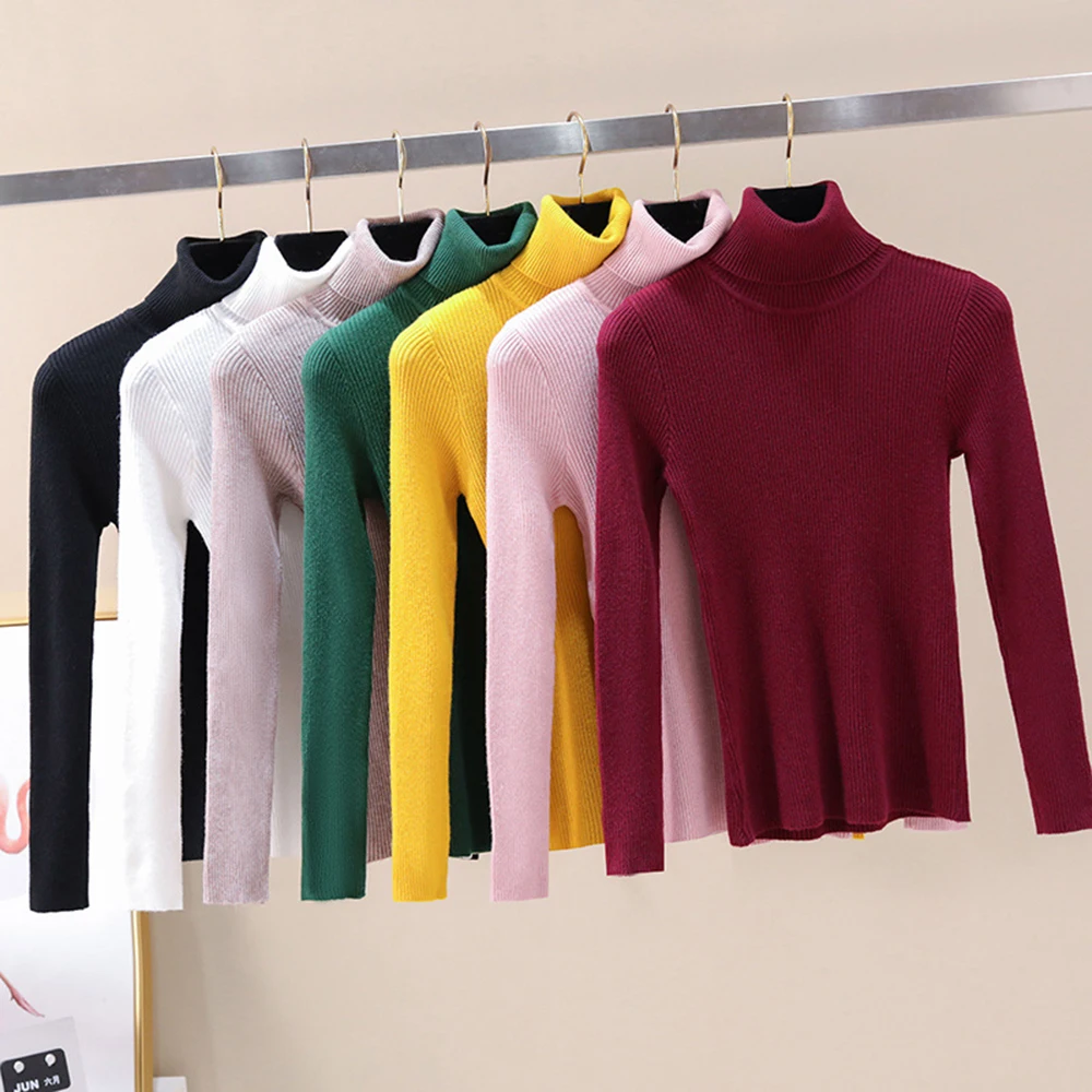 

NIBESSER Women Turtleneck Sweater 2019 Autumn Ladies Solid Color Basic Pullovers Casual Knitted Jumper Fashion Slim Fit Femme